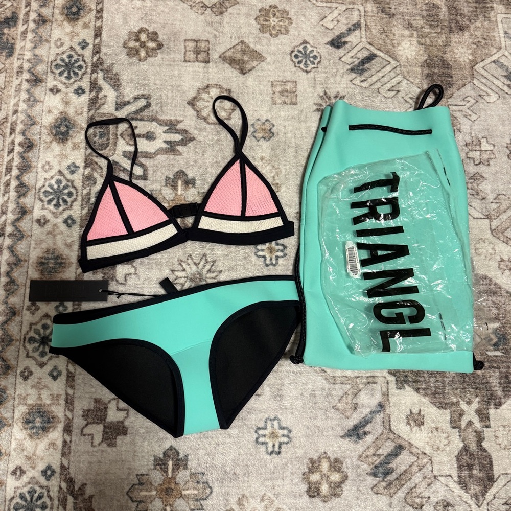 Triangl Swimwear Pink and Mint Bikini